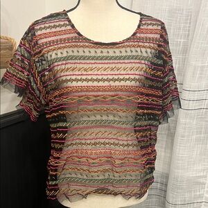 ANTHROPOLOGIE Maeve Multicolor Sheer Striped Blouse